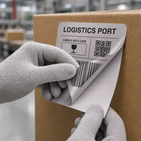 Étiquette autocollante personnalisée en PET argent mat, autocollant d'emballage industriel imperméable pour cartons d'expédition