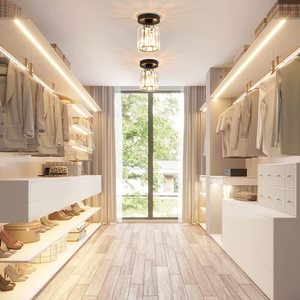 Đèn Trần Sắt Cổ Điển Flush Mount <span class=keywords><strong>Light</strong></span> Crystal Đen Dầu Cọ Xát Đồng Màu Trang Trí - Product Image 2