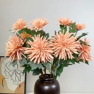 Chrysanthème artificiel en soie à trois têtes, motif griffe de crabe, <span class=keywords><strong>pour</strong></span> décoration intérieure et matériel de pose sur piquet - Product Image 3