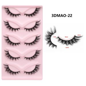 Vente en gros de 5 paires de faux cils en fourrure de vison artificielle 3D Cat-eye <span class=keywords><strong>Fox</strong></span> Series faits à la main avec boîte rose et bande en coton noir - Product Image 2