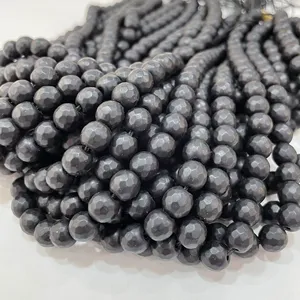 Wholesale Loose <strong>Beads</strong> 6/8/10mm Natural Stone Faceted Matt Black <strong>Agates</strong> for Jewelry Making - Product Image 4