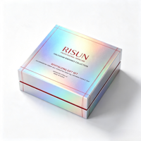 Boîte cadeau rigide holographique personnalisée, emballage de luxe pour ensemble de soins de la peau, boîte cosmétique argentée laser, boîte avec couvercle et base, logo personnalisé