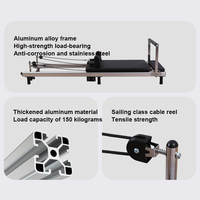 Cama de Pilates Profesional Portátil y Ajustable de Aleación de Aluminio con Diseño Plegable para Uso en Casa y Estudio, Color Blanco Minimalista