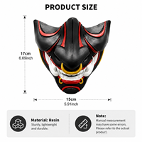 Masque japonais en résine Oni Samurai demi-visage, masque démoniaque Mempo Cosplay Kabuki pour hommes, accessoire de fête d'Halloween