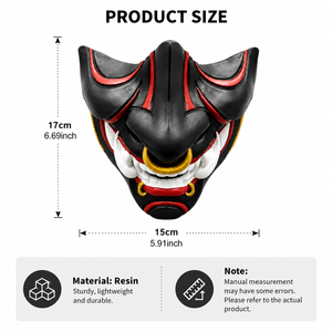 <span class=keywords><strong>Masque</strong></span> japonais en résine Oni Samurai demi-visage, <span class=keywords><strong>masque</strong></span> démoniaque Mempo Cosplay Kabuki pour hommes, accessoire de fête d'Halloween - Product Image 2