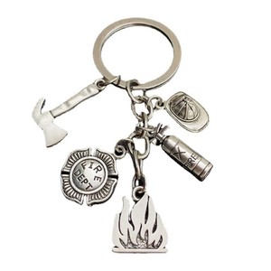 New Fire Extinguisher Flame Fire Hat Fire Axe <strong>Key</strong> Chain <strong>Fireman</strong> Gift <strong>Key</strong> Chain Pendant - Product Image 2