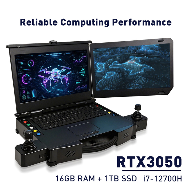 Dual Screen Full HD Drone Ground Control Station Intel I7-12700H RTX3050 15.6 Inch Portable Rugged Computer OEM ODM Stock