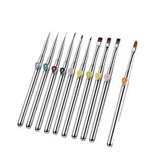 Ensemble de pinceaux à ongles avec manche en métal, pinceaux triangulaires en nylon pour la peinture au gel UV, pour le nail art - Product Image 1