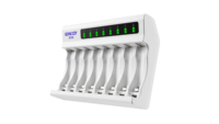 GONODY GD-LED8600-L Chargeur universel de piles NiMH 1,2 V / Li-ion 1,5 V, 8 emplacements pour piles AA AAA, support de charge avec LED intégrée