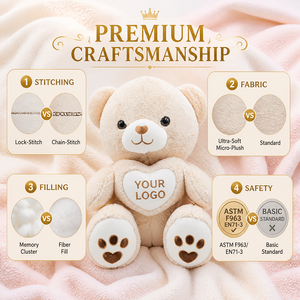 Orsacchiotto di Peluche Kawaii con Messaggio Felice sul <span class=keywords><strong>Cuore</strong></span>, Morbido Orso <span class=keywords><strong>Marrone</strong></span> Imbottito con <span class=keywords><strong>Cuore</strong></span> sulle Zampe, Ideale come Regalo - Product Image 2
