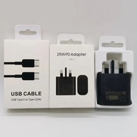 Original 3 Pin UK Plug 25W C Type Câble Chargeur rapide pour Samsung 25W USB-C Charge rapide Chargeur mural