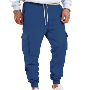 Pantalones cargo con forro polar para hombre, pantalones de trabajo informales con cordón en la cintura elástica, pantalones largos transpirables con múltiples bolsillos para ocio - Product Image 5