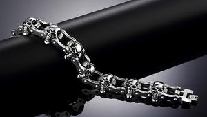 Pulsera de Acero de Titanio con Diseño de Bicicleta <span class=keywords><strong>Fantasma</strong></span>, Nueva Pulsera de Acero de Titanio con Diseño de Esqueleto de <span class=keywords><strong>Locomotora</strong></span> para Hombre, Gran Venta - Product Image 5