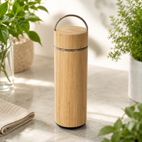 Botol Termal Bambu 15oz Grosir Stok Lokal AS dengan Infuser Teh dan Pegangan untuk Hadiah Karyawan, Cocok untuk Ukiran Laser
