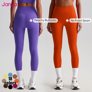 Bộ đồ tập thể thao nữ Janya, áo ngực dây lưng gợi cảm in logo tùy chỉnh, quần legging xẻ chữ V, sẵn sàng giao hàng. - Product Image 6