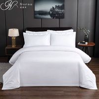 Parure de lit d'hôtel 5 étoiles en lin blanc de luxe, doux comme du coton 100%, satin uni, housse de couette, draps de lit d'hôtel