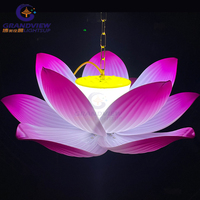 Lampu LED Bunga Teratai Buatan 12V 24V untuk Penerangan Lanskap Taman, Resor, Area Wisata, Dekorasi Festival Luar Ruangan Kustom
