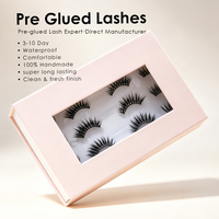 Faux cils en bande en gros, pré-collés, effet naturel, auto-adhésifs, courbés, avec emballage personnalisé ODM, Royaume-Uni, France