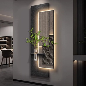 Pintura Decorativa de Lujo para Entrada de Casa, Fondo con Textura de Arenisca, Mural 3D Avanzado con Lámpara, Arte Mural - Product Image 3