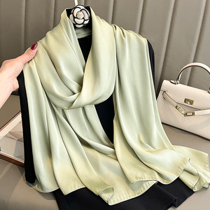 Zifeng OEM Nuova Sciarpa da Donna in Poliestere e <span class=keywords><strong>Seta</strong></span>, Colore Bianco Tinta Unita, <span class=keywords><strong>Foulard</strong></span> Semplice, Copricapo Blu, Scialli e Sciarpe da Donna - Product Image 1