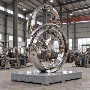 Escultura Metálica Geométrica Abstracta Moderna de Acero Inoxidable Grande Personalizada para Decoración de Plazas, Hoteles, Jardines y Parques - Product Image 5