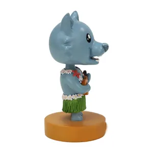 China Manufacturer Custom Souvenir Gift Cartoon Animal Bobble Head Resin Statue Cute Wolf Bobble Head Figurine For Kids Gift