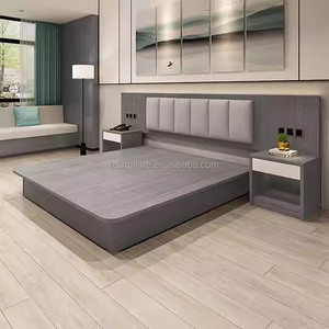 Economy Commercial Hotel Bedroom <b>Sets</b> <b>Single</b> Double King Size <b>Bed</b> Frame With Upholstered Headboard Nightstands For 3 Star Hotels - Product Image 1