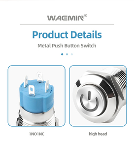 Cao kim loại đầu IP65 đánh giá 1NO tự khóa <span class=keywords><strong>push</strong></span> <span class=keywords><strong>button</strong></span> chuyển với điện vàng LED ánh sáng 12 mét 3A - Product Image 2