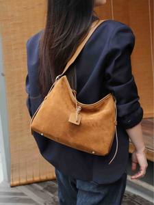 Designer Women Vintage Wine Suede Top Grain Leather Luxury Crossbody <b>Bag</b> Stylish Zippered <b>Messenger</b> Shoulder <b>Bag</b> Winter - Product Image 6