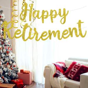 Pancarta Dorada con Brillantina de <span class=keywords><strong>Feliz</strong></span> Jubilación, Decoración para Fiesta de Jubilación para Mujeres y Hombres - Product Image 2