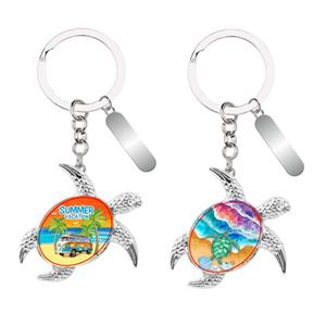 Porte-clés en métal personnalisé avec logo, souvenir de plage, tortue, ornement, pendentif, porte-clés en métal mignon de dessin animé - Product Image 5
