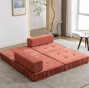 थोक लक्जरी बहु कार्यात्मक नेoric नारंगी नरम chenille कपड़े l आकार परिवर्तनीय मॉड्यूलर अनुभागीय सोफा - Product Image 2