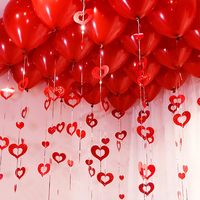 Décoration de Fête Scène d'Anniversaire Salle de Mariage Romantique pour Demande en Mariage, 100 Pcs Pendentifs Ballons Double Amour à Paillettes Laser