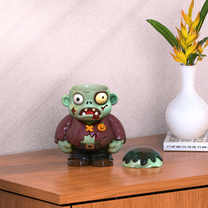 Wholesale Custom Design Ceramic Halloween Themed <strong>Storage</strong> Container Porcelain Green Skin Monster Zombie <strong>Shaped</strong> Cookie <strong>Storage</strong> <strong>Jar</strong> - Product Image 6