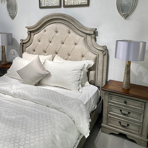 Letto matrimoniale in rovere massello stile country americano, letto cinese antico francese retrò di alta gamma per camera da letto padronale - Product Image 3