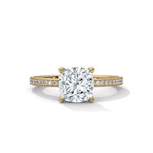 แหวนเพชรทรงคลาสสิคแบบคุชชั่นคัท เพชรเลี้ยงในห้องปฏิบัติการ ดีไซน์หรูหรา ทองคำ 10k 14k สีเหลือง ของขวัญสำหรับเธอ รุ่นใหม่ล่าสุด - Product Image 1