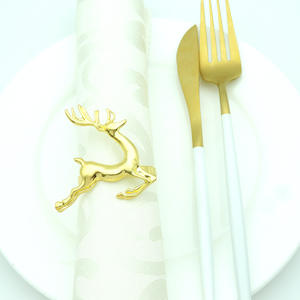 Deer <span class=keywords><strong>Plain</strong></span> Metal Gold Servietten ringe - Product Image 4