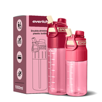 Bouteille d'eau de sport en plastique Tritan sans BPA, couleur personnalisée, 32 oz, sûre, pour le cyclisme en plein air, avec marqueur de temps