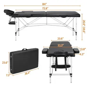 84 "전문 마사지 테이블 휴대용 2 접이식 경량 페이셜 살롱 스파 문신 침대 알루미늄 다리 운반 가방