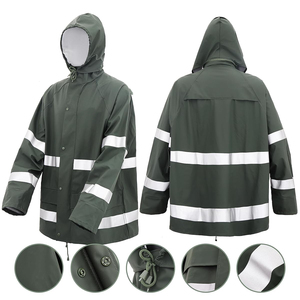 Traje Impermeable con Capucha de PVC de Alta Calidad, Color Verde Militar, para Mujer, Resistente al Fuego, para Invierno - Product Image 2