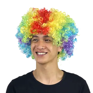 Bunte Party Clown Perücke Afro Perücken Lockiges Haar Fußballfans Perücke