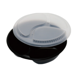 Contenants alimentaires réfrigérés jetables en plastique ronds de qualité supérieure, imprimés sur mesure, avec couvercle transparent, design moderne - Product Image 1