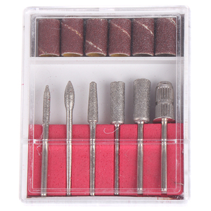 NAD001 Ensemble de 6 fraises à ongles double face en émeri avec étui, bande abrasive, pointes pour gel, pour le ponçage/le polissage/le retrait - Product Image 1