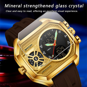 Montre électronique SANDA 6139 pour homme, montre-bracelet multifonctionnelle étanche à triple mouvement avec fonction quatre fuseaux horaires - Product Image 4