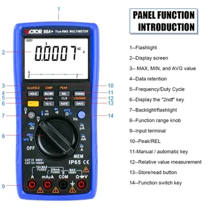 VICTOR 98A+ True RMS 0.05% Accuracy Digital Multimeters 22000 Counts RTD PT100 Thermocouple USB <b>Data</b> <b>Logger</b> Multimeter - Product Image 4