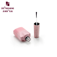 Flacon vide personnalisé en verre rose de 10 ml pour vernis à ongles avec bouchon pinceau brillant