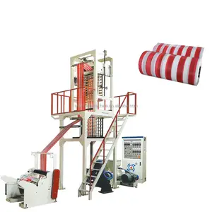 Double Screw Double Color Strip Plastic Extruder Film Blowing Machine