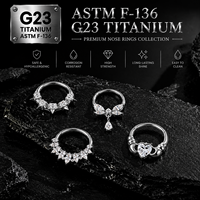 Anneau de nez articulé CRYSPURE G23 en titane ASTM F136 avec zircon, hypoallergénique, pour femme, piercing corporel tendance pour mariage