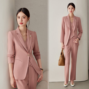 Women's Suit Set Polyester Three Quarter Sleeve Anti-Wrinkle Office Lady Autumn Formal Business Wear Vest Two Piece Set - Product Image 4