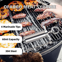 Injecteur de viande en acier inoxydable avec 2 aiguilles, seringue à marinade pour barbecue, dinde, poulet, outil d'injection de saveur et de saumure